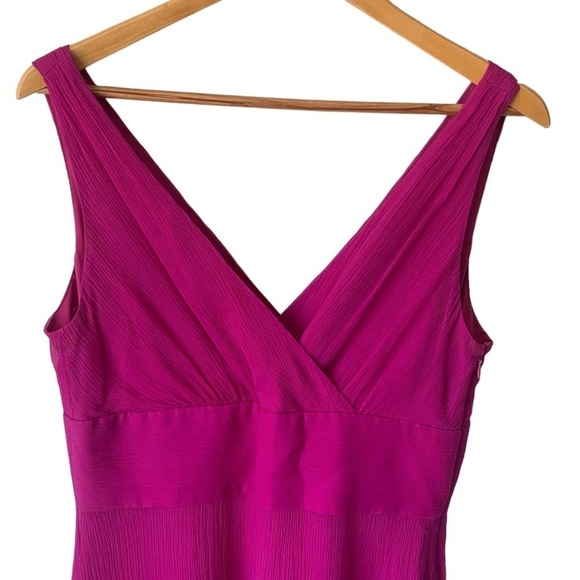 J. Crew Sophia 100% Silk Chiffon Pink Purple Wrap Bodice Lined Dress Size 10 - Picture 3 of 11